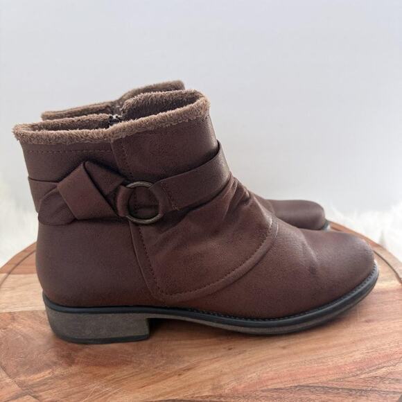 Baretraps Boots Womens Size 10 Brown Faux Fur Lined Ankle BTF16-10413-200-79 - Picture 1 of 11